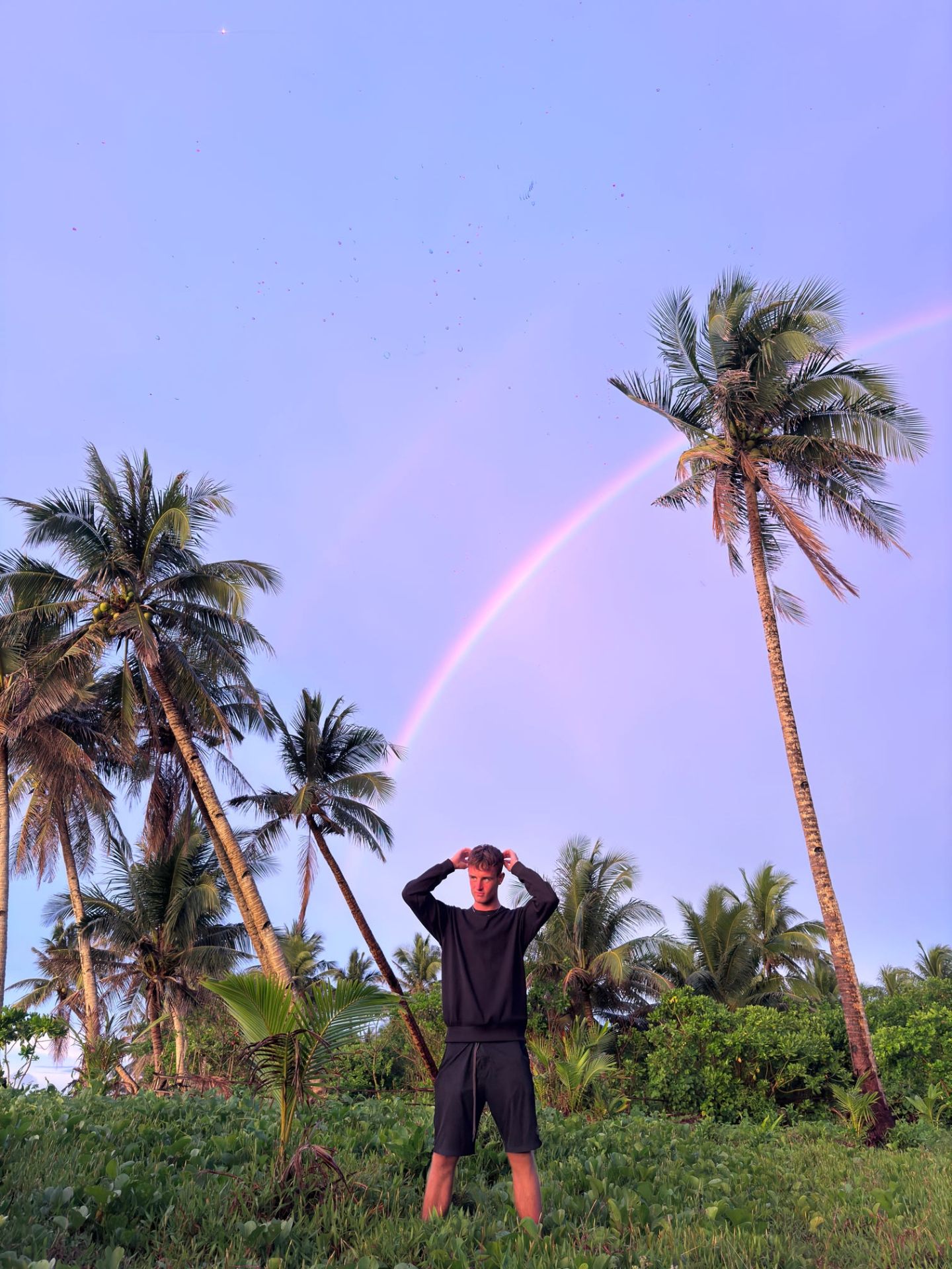 Rainbow over the palms, Juan & Lonely